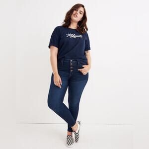 NWT Madewell 9" Mid-Rise Skinny Jeans in Hayes Wash Blue sz 36 Button Fly